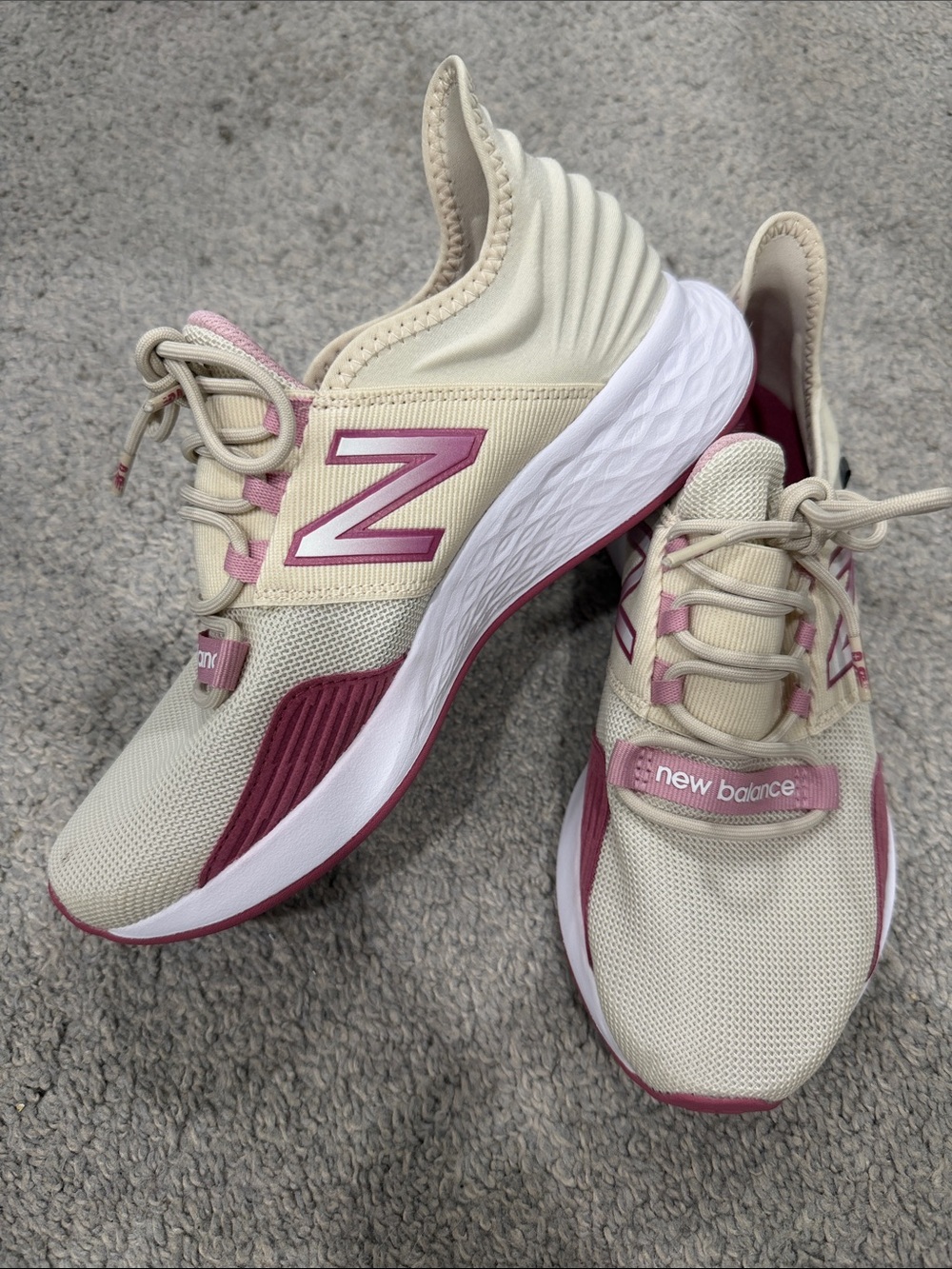 New Balance x Figs Women's Cream White and Pink Athletic Sneakers
